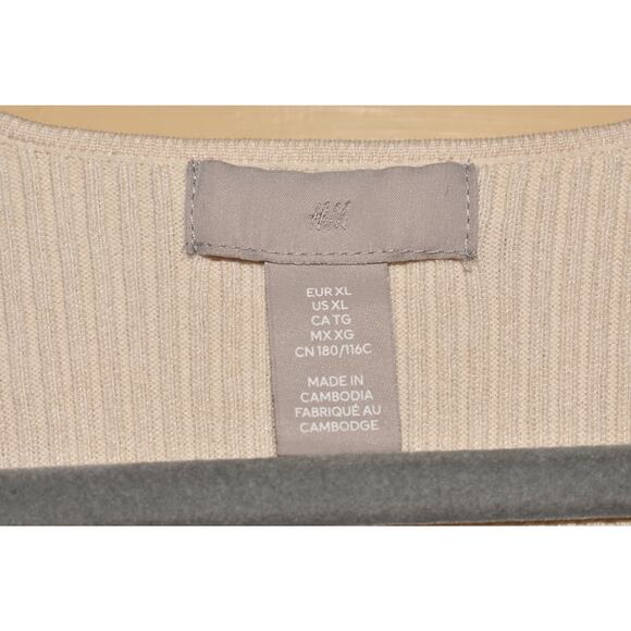 H&M NEW $30 Long Sleeve Rib Knit Sweetheart Neckline Top Light‎ Beige XL - Picture 4 of 4